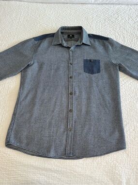 Steel & Jelly London Men’s Button Up Shirt Blue Pattern Size Large
